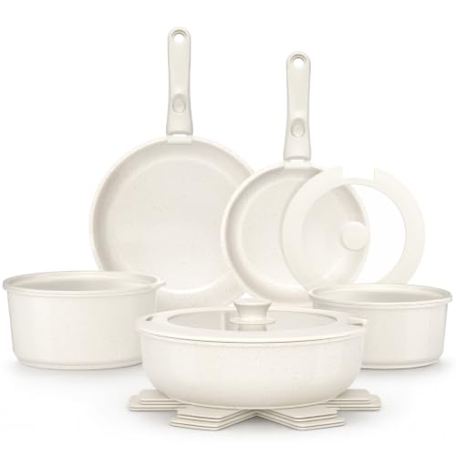 YASHE 15Pcs Nonstick Pans and Pots Set with Detachable Handle, ...