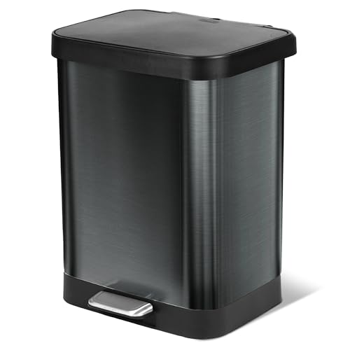 Glad 13 Gallon Stainless Steel Trash Can with Clorox Odor ...