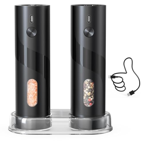 CIRCLE JOY Rechargeable Electric Salt and Pepper Grinder Set with ...