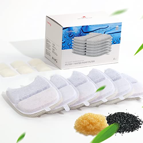 FEELNEEDY 6 Pack Cat Water Fountain Filter & 6 Pack ...
