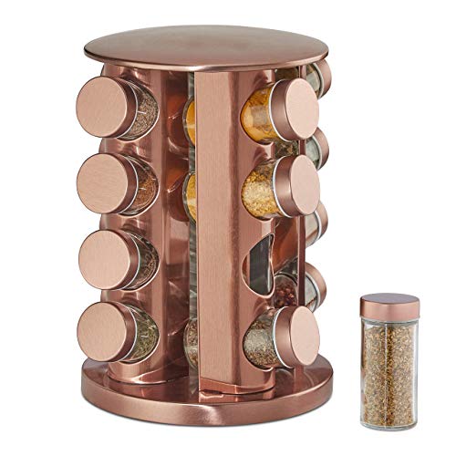 Relaxdays Portaspezie Girevole con 16 Barattoli, Organizer Rotante a 360° ...