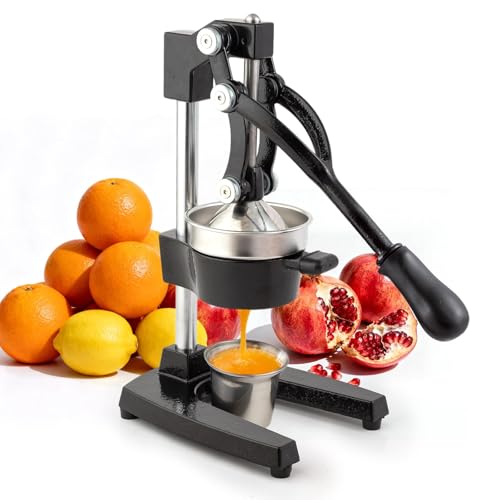 Manual Cast Iron Juicer, Commercial Lemon Squeezer, Professional Citrus Juicer, Ideal for Extracting Juice From Lemons, Oranges, and Grapefruits. Easy to Clean. (Black)