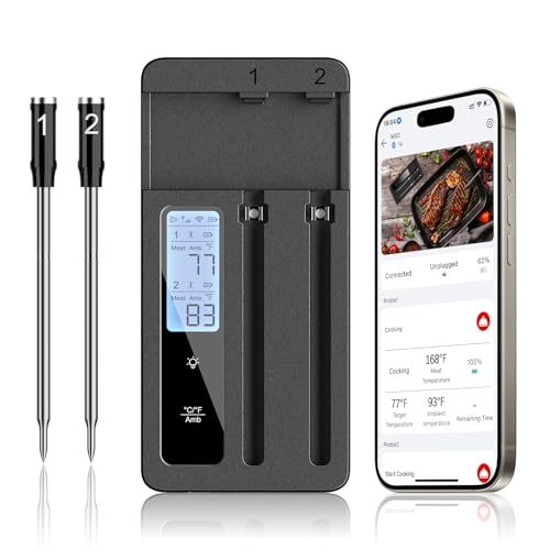 ROUUO Smart Wireless Meat Thermometer with Dual Probes - Advanced ...