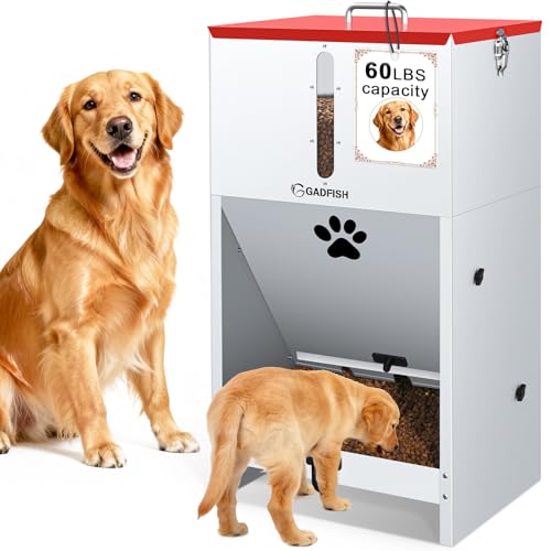GADFISH 60 lbs Large Automatic Dog Feeder, Outdoor Heavy Duty ...