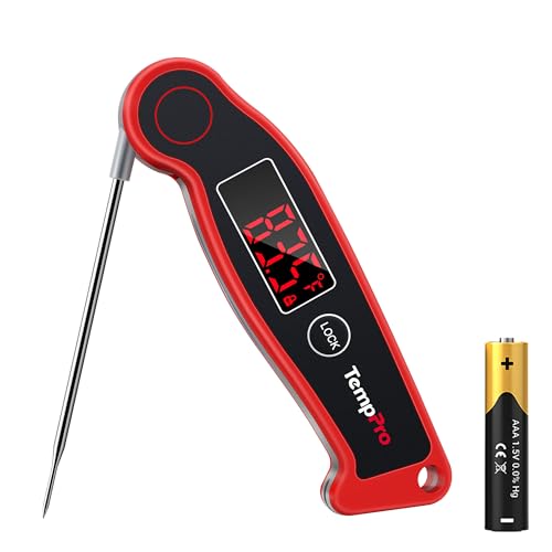 TempPro TP19 Waterproof Digital Meat Thermometer for Grilling with Ambidextrous ...