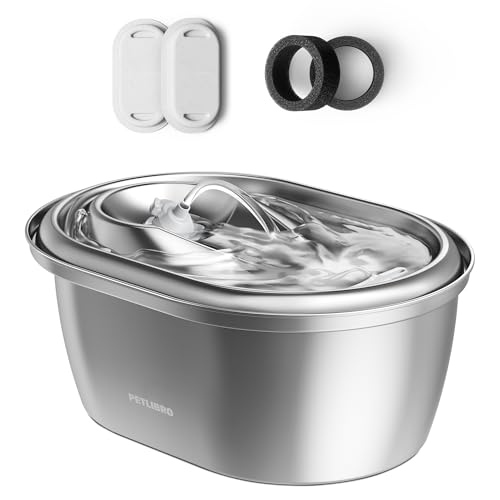 PETLIBRO Stainless Steel Cat Water Fountain, 101oz/3L Automatic Water Dispenser ...
