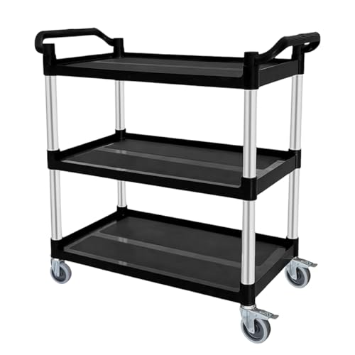 Plastic Utility Carts with Wheels, 3-Tier Rolling Service Cart, 300 ...
