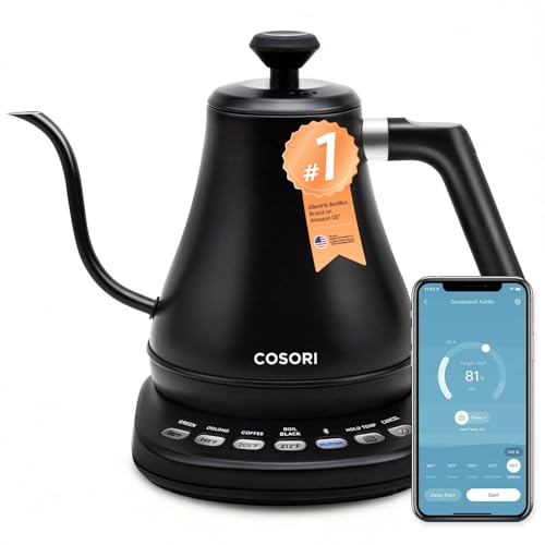 Cosori Electric Gooseneck Kettle Smart Bluetooth with Variable Temperature Control, ...