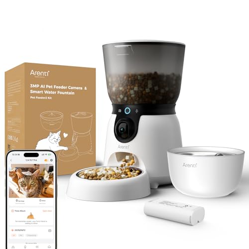 ARENTI Automatic Cat Feeder and Water Dispenser with Camera, 2K ...