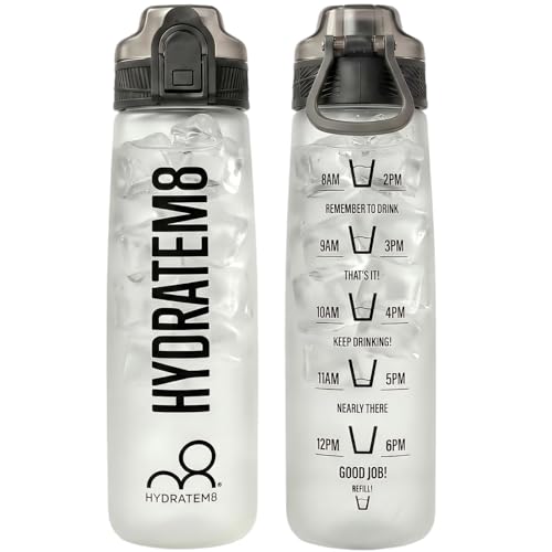 HYDRATEM8 32 oz Sports Water Bottle with Time Marker - ...