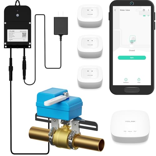 YoLink DIY Automatic Water Leak Detection & Shut-Off Starter Kit, ...