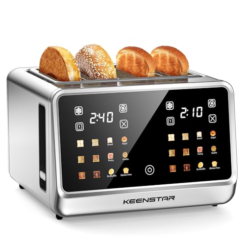 4 Slice Toaster with Touch Screen, Stainless Steel Smart Bread ...