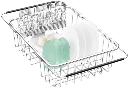 Fanbsy Large Dish Drainer Rack in Sink Adjustable, Expandable 304 ...