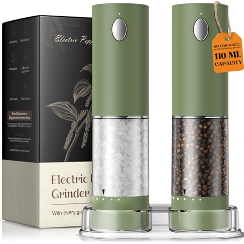 Electric Salt and Pepper Grinder Set, Rechargeable Automatic Salt and ...