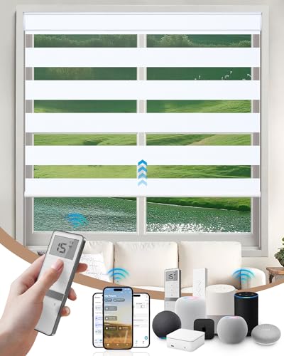 Kincmo Motorized Blinds with Remote, Motorized Zebra Shades Work with ...