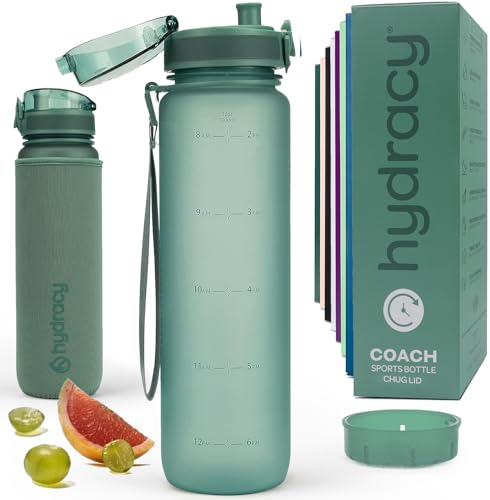 Hydracy Water Bottle with Time Marker - Large 32oz BPA ...