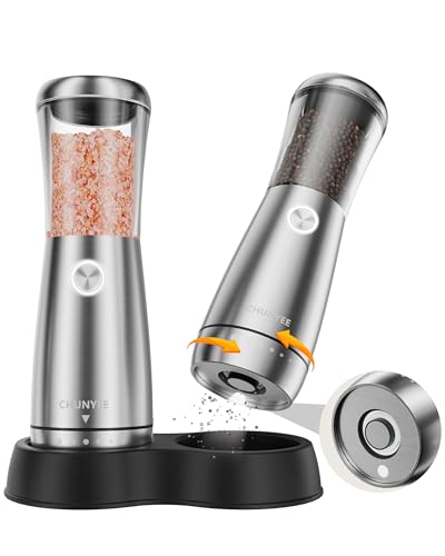 Electric Salt and Pepper Grinder Set - Automatic Stainless Steel ...