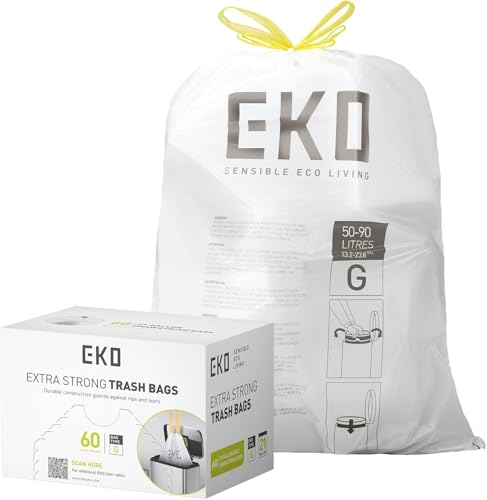 EKO 21 Gallon / 50-90 Liter, 60 Count Drawstring Trash ...