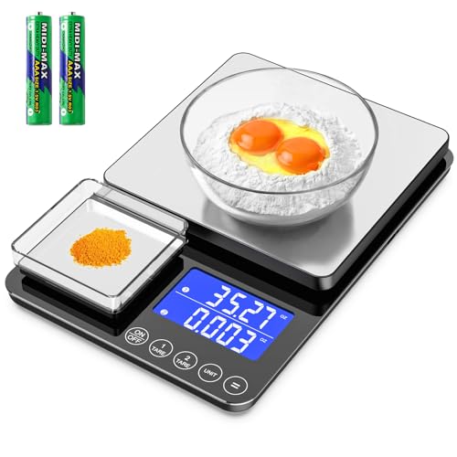 KKZ 0.001oz/33lb Kitchen Scale, Dual Platform Food Scale Grams and ...