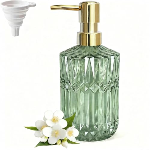 LaMarriti Green Soap Dispenser with Gold Rust Proof Pump, Refillable ...