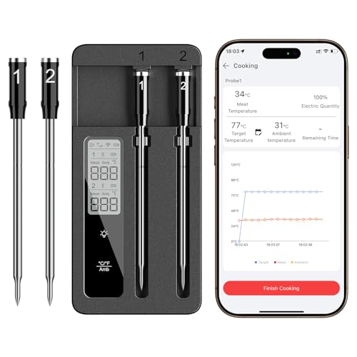 Smart Wireless Meat Thermometer with Dual Probes, Bluetooth & WiFi ...
