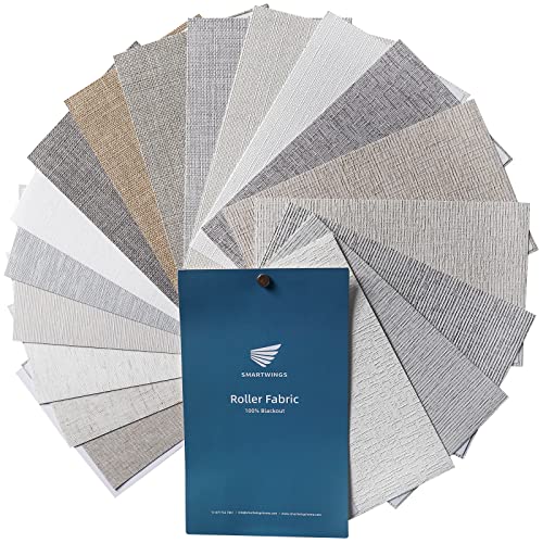 SmartWings Motorized Roller Shades Fabric Sample 100% Blackout, Matter Homekit/Alexa/Z-Wave ...