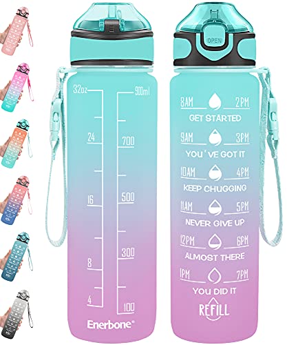 Enerbone 32 oz Drinking Water Bottle with Times to Drink ...