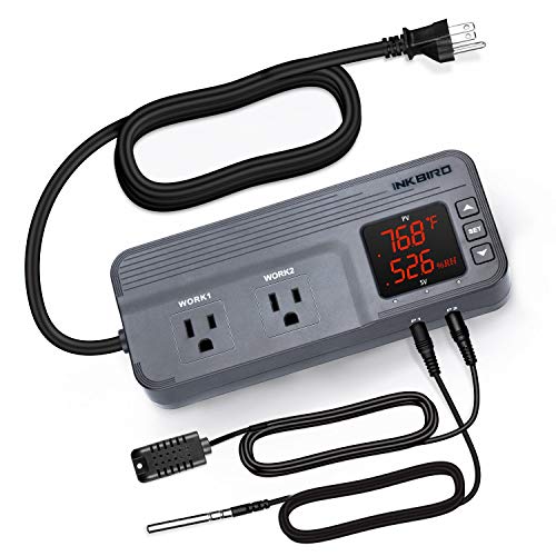 Inkbird Temperature and Humidity Controller ITC-608T Pre-Wired Dual Stage Thermostat ...