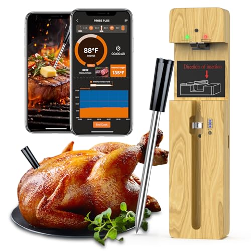 Wireless Meat Thermometer Bluetooth with Ceramic Probe: Waterproof Digital Oven ...