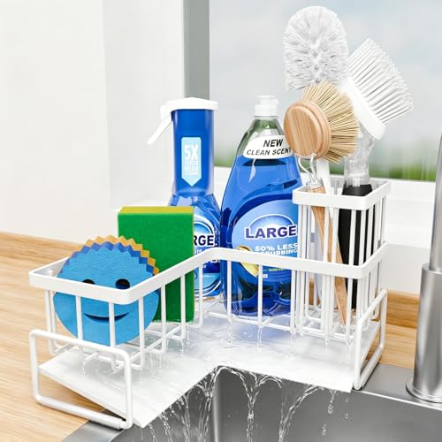 Fikoksol Large Sponge Holder for Kitchen Sink, 90-Degree Sink Caddy ...