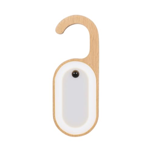 Leapair Hotel Door Sign Night Light with Motion Sensor, Reusable Message Board Doorknob Lamp, Wooden Finish LED Light for Bedroom Bathroom, Rechargeable Hook Design, 1-Pack