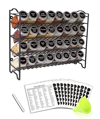 SWOMMOLY Spice Rack Organizer with 32 Glass Spice Jars, 396 ...
