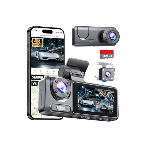 Dash Cam Front Rear with 3 Channel, 4K Full UHD ...