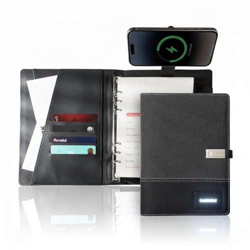 CARDSILK 2026 Planner,Professional Notebook with Power Bank & 15W Wireless Charger,Travel Journal for Business Trips,Refillable Planner for Personal Organization,Leather Notebook for Women and Men