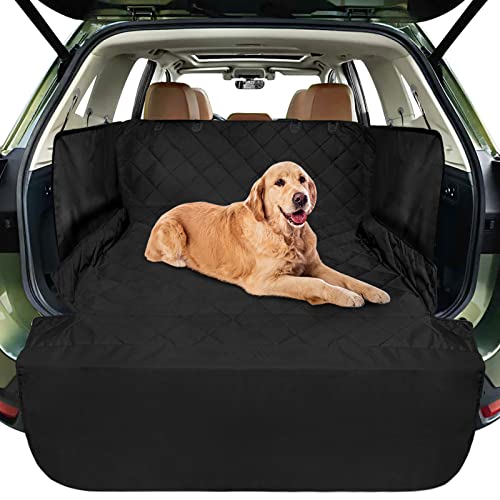FunniPets Cargo Liner for SUV, Water-Resistant Dog Cargo Cover with Side Walls Protector and Bumper Flap, Non-Slip Backing, Quilted Pet Seat Cover, Large Size Universal Fit for Big Dogs, Black