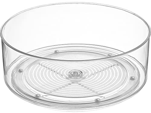 Home Intuition Round Plastic Clear Lazy Susan Turntable Food Storage Container for Kitchen (9