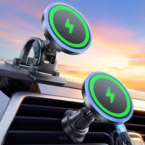 Estbuc 2-in-1 15W Magsafe Car Mount Charger, Magnetic Wireless Car ...