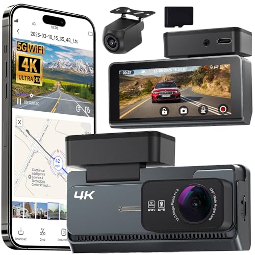 Yonvim 4K+2K Dash Cam Front and Rear, 5G WiFi GPS, ...