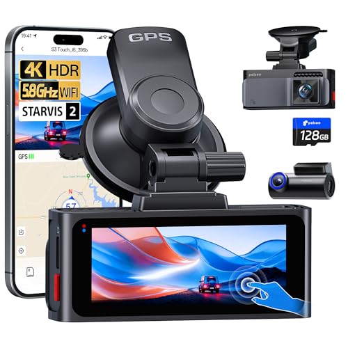 Pelsee S3 Touch 4K Dash Cam Front and Rear, STARVIS ...