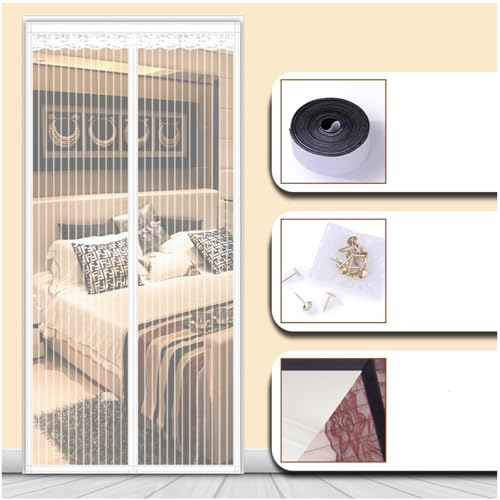 Magnetic Mesh Screen Door Striped White