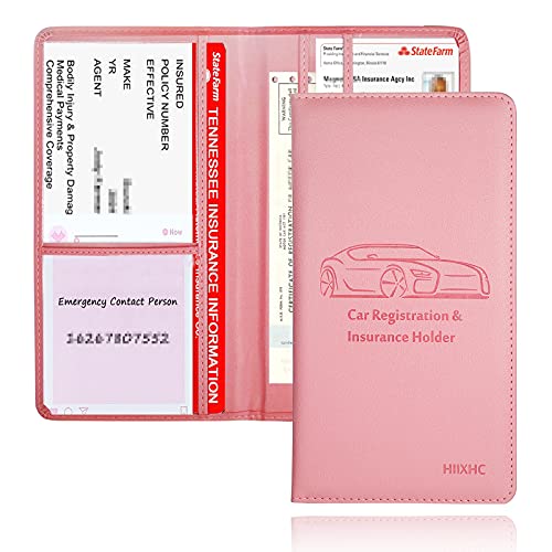 HIIXHC Car Registration and Insurance Card Holder - Leather Vehicle ...