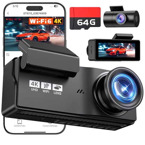 Dash Cam Front and Rear, 4K+4K Dash Camera for Cars, ...