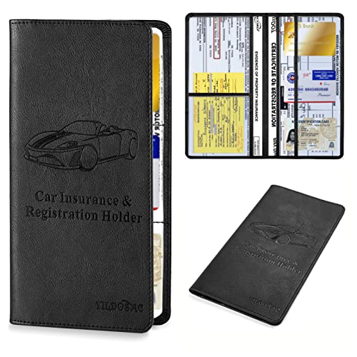TILDOSAC Leather Car Registration and Insurance Card Holder, Car Document ...