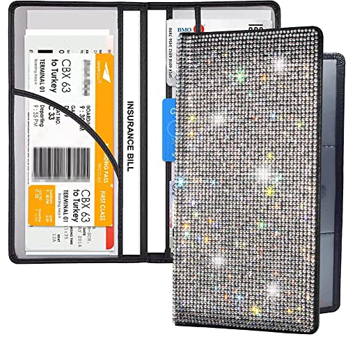 LIFUTOPIA Bling Rhinestone Artificial Diamond Car Registration and Insurance Document ...