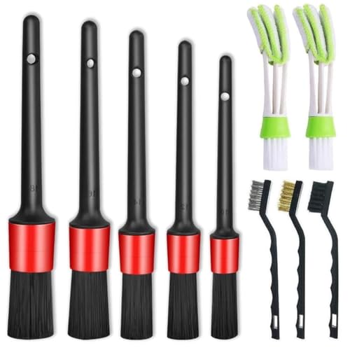 Nurkul 11Pcs Auto Detailing Set, Boar Hair Brushes, Steel Wire ...