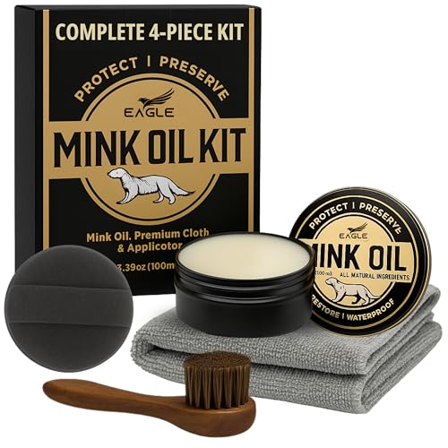 4-in-1 Mink Oil Leather Conditioner Kit – 3.52oz Waterproof Paste ...