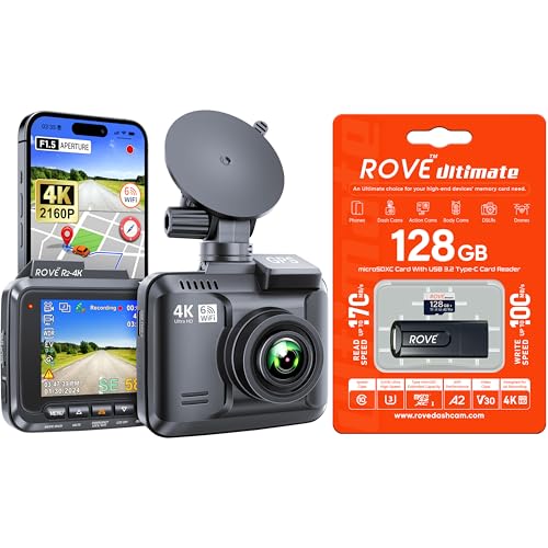 ROVE R2-4K Dash Cam | 128GB Micro SD Card